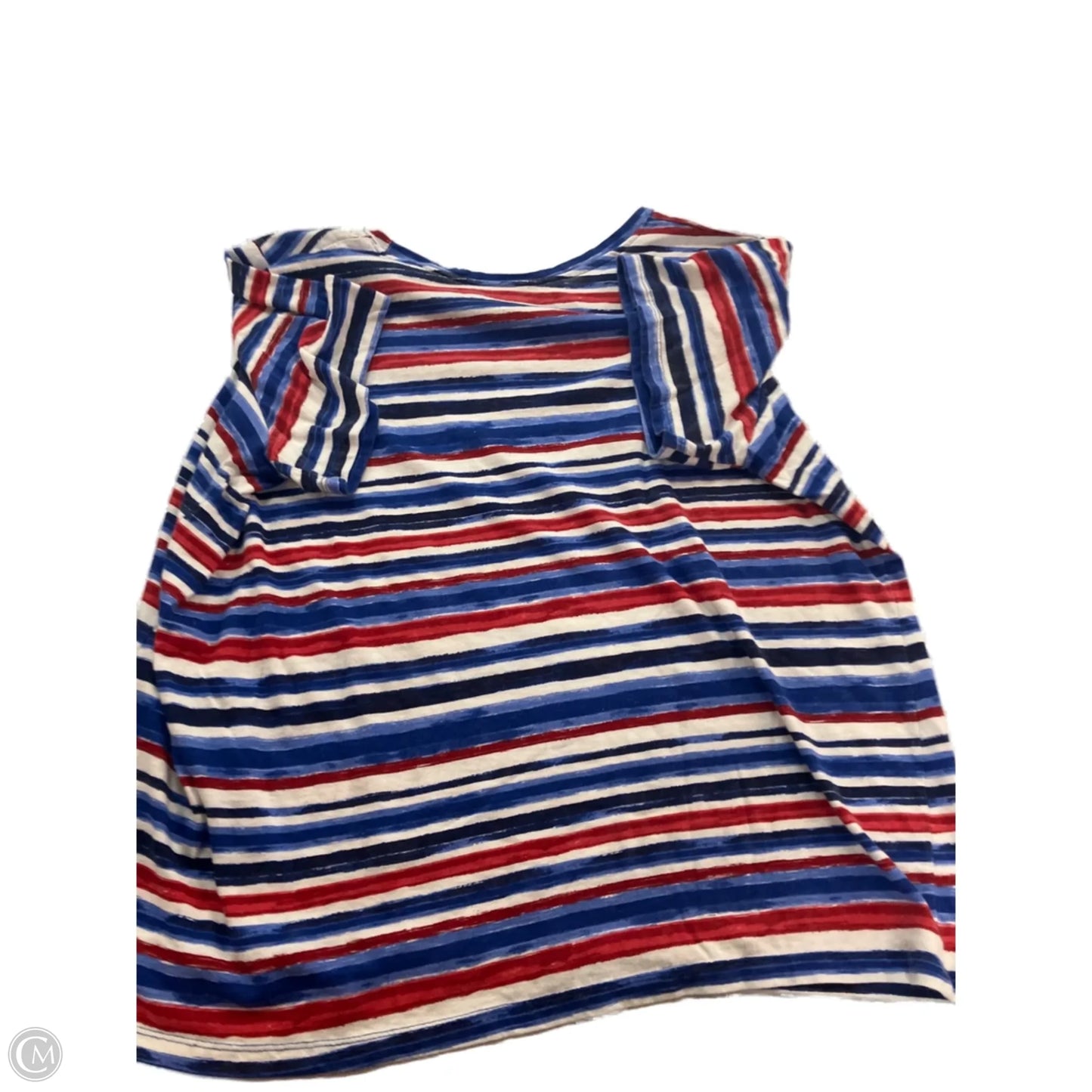 Blouse Short Sleeve By Woman Within In Blue & Red & White, Size: 1x