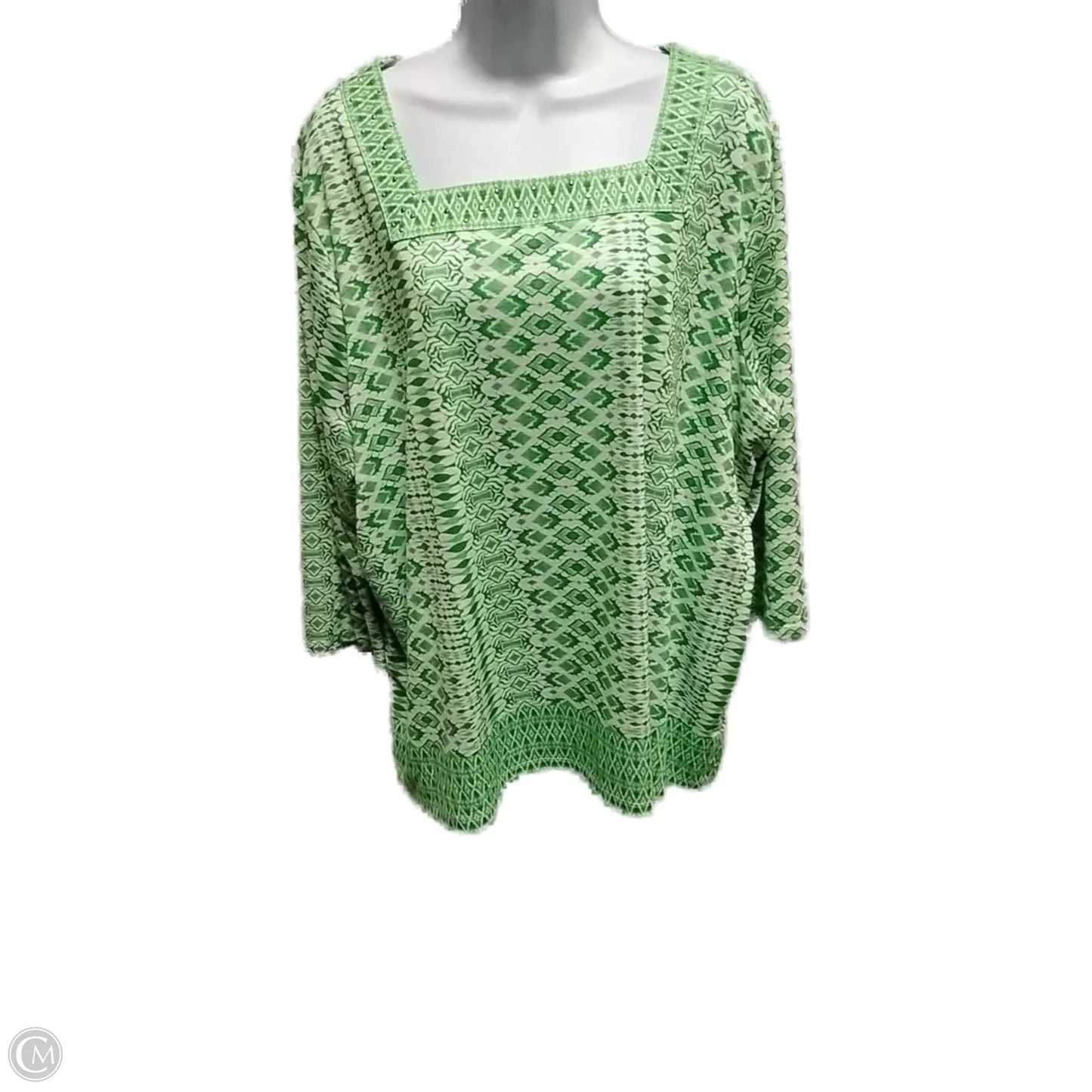 Blouse Short Sleeve By Alfred Dunner In Green, Size: 2x