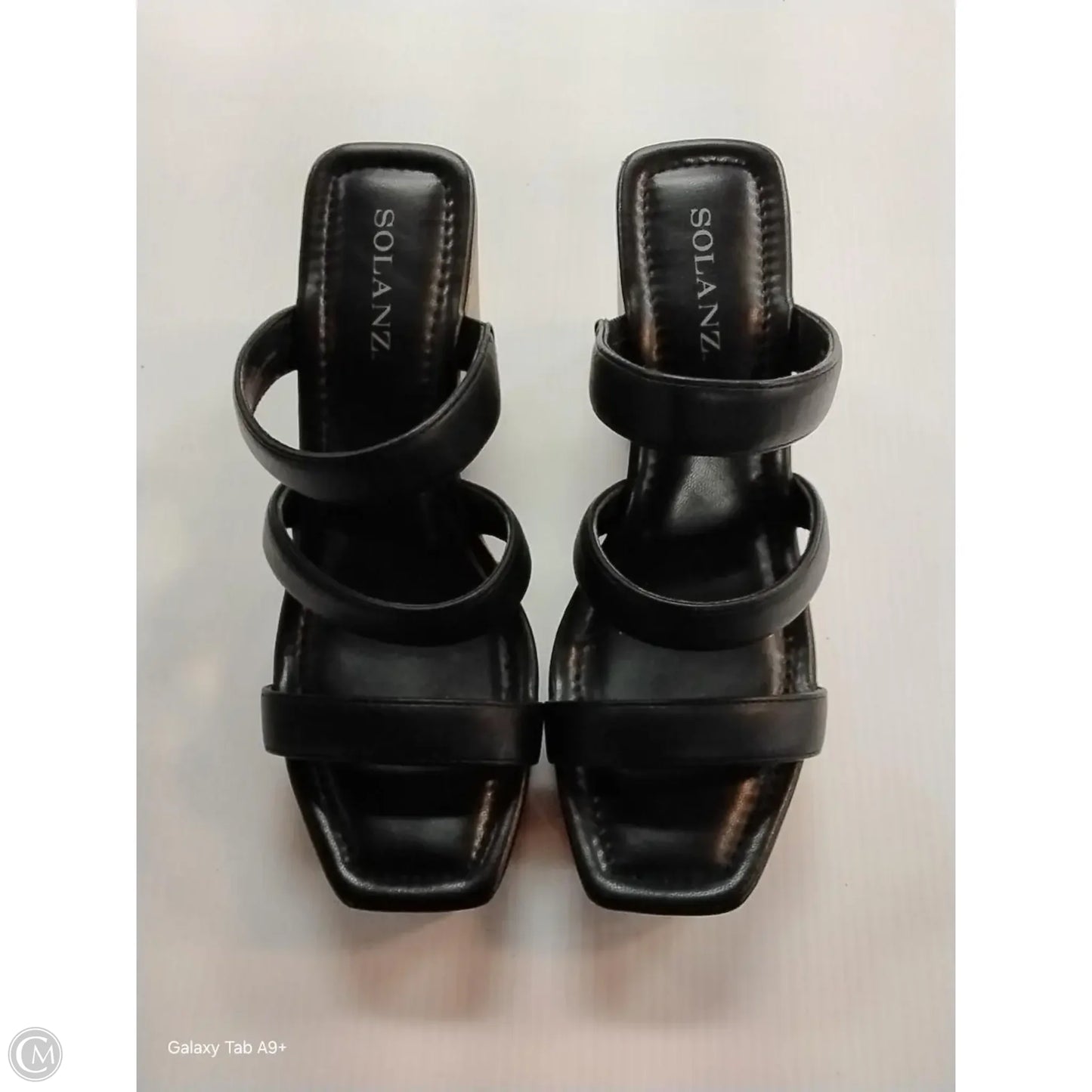 Sandals Heels Wedge By Solanz In Black, Size: 8.5
