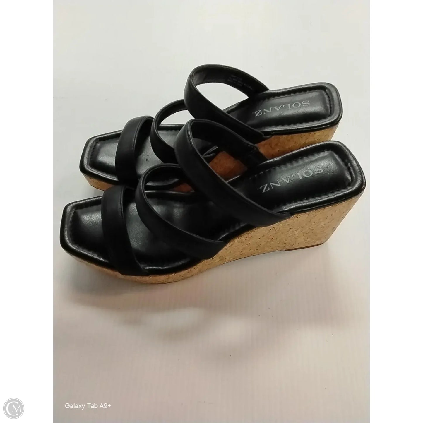 Sandals Heels Wedge By Solanz In Black, Size: 8.5