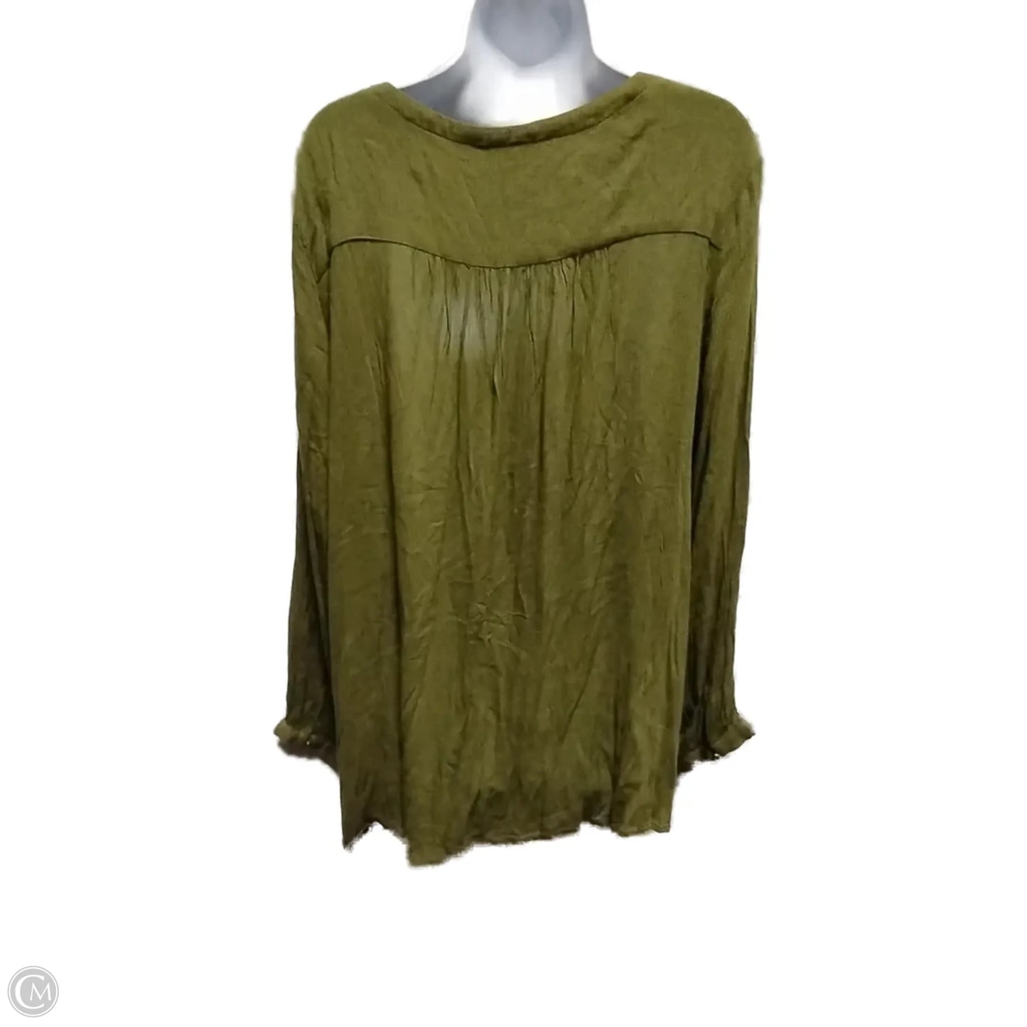 Blouse Long Sleeve By Susan Bristol In Green, Size: 1x
