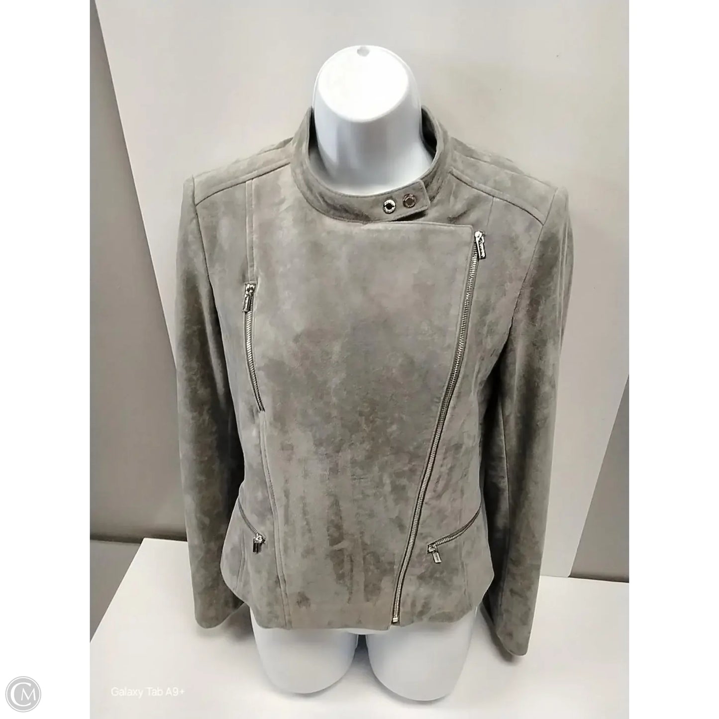 Jacket Moto By Calvin Klein In Grey, Size: 6