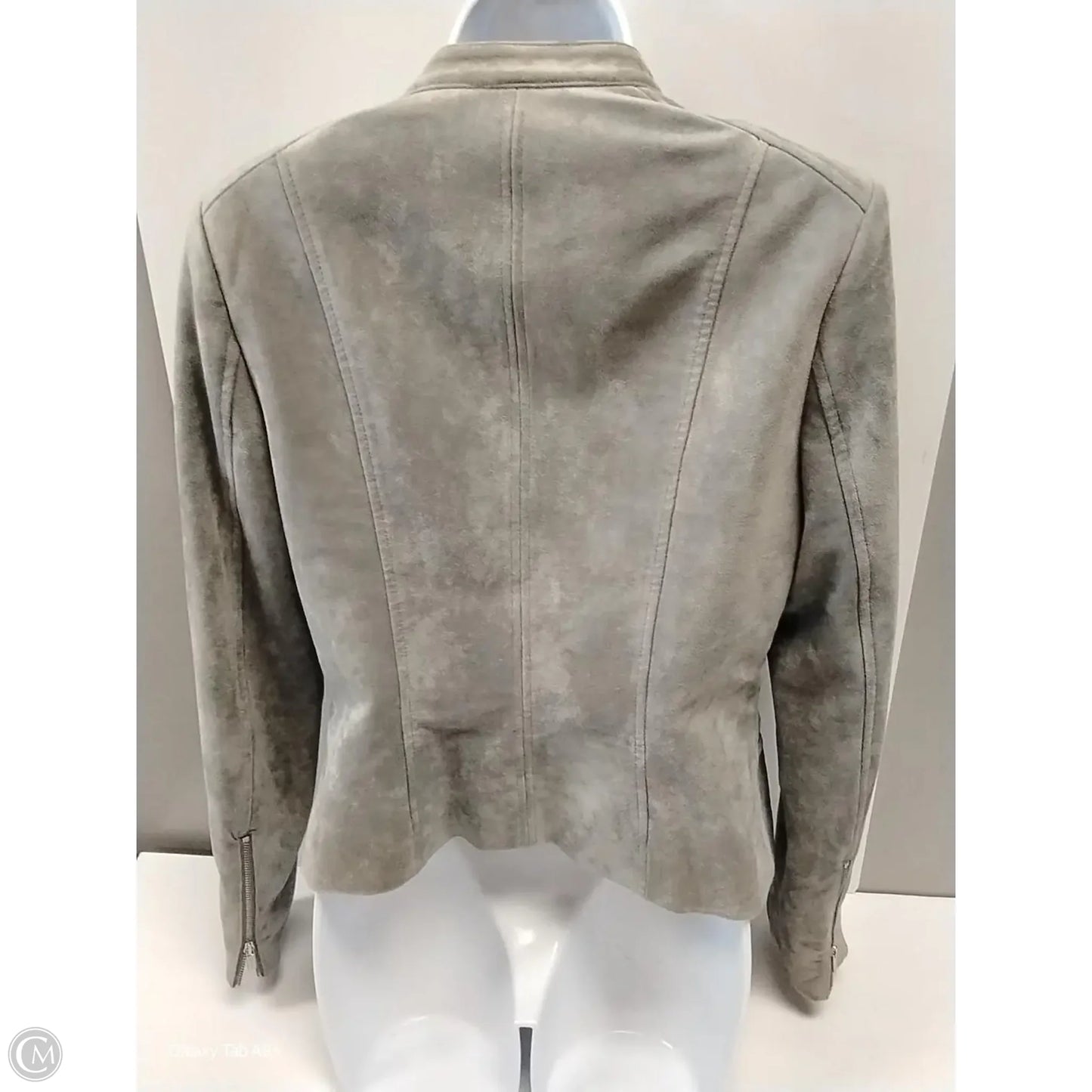 Jacket Moto By Calvin Klein In Grey, Size: 6