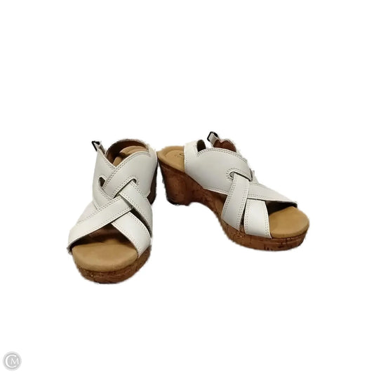 Sandals Heels Wedge By Clarks In Tan, Size: 6