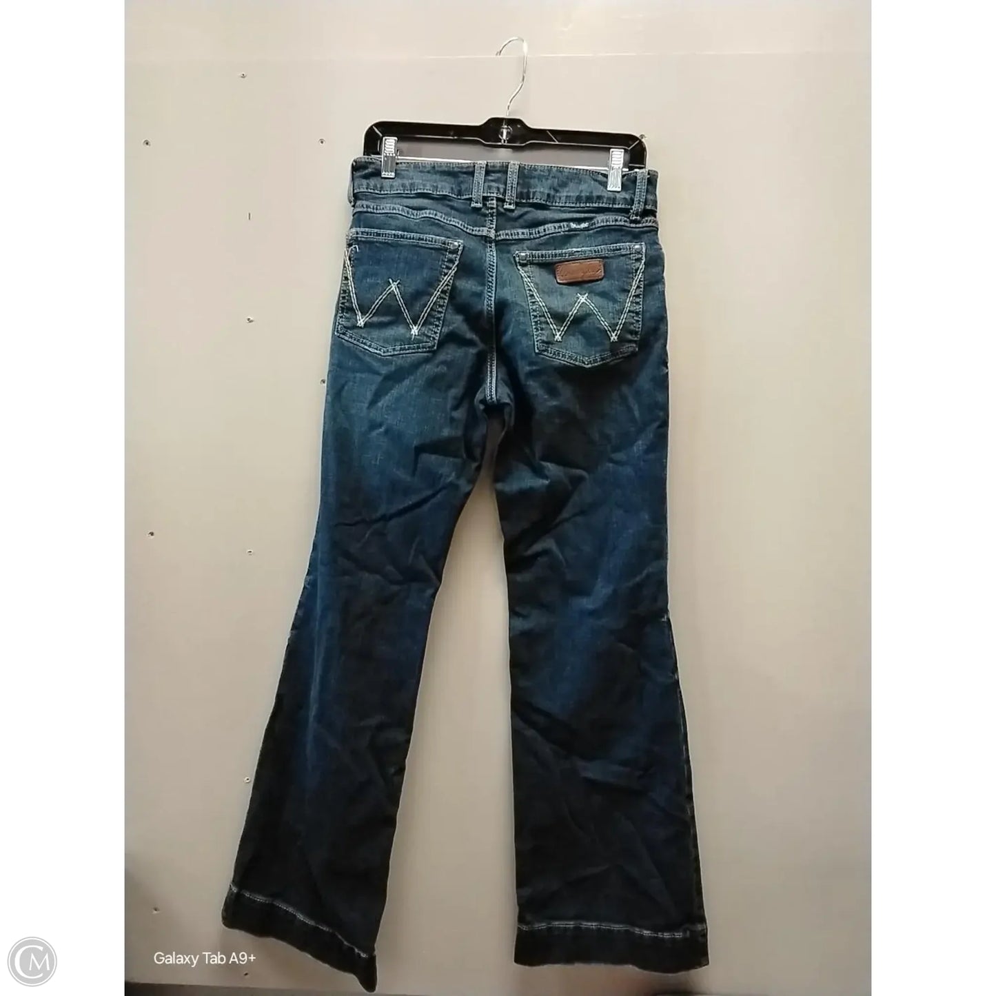 Jeans Wide Leg By Wrangler In Blue Denim, Size: 32