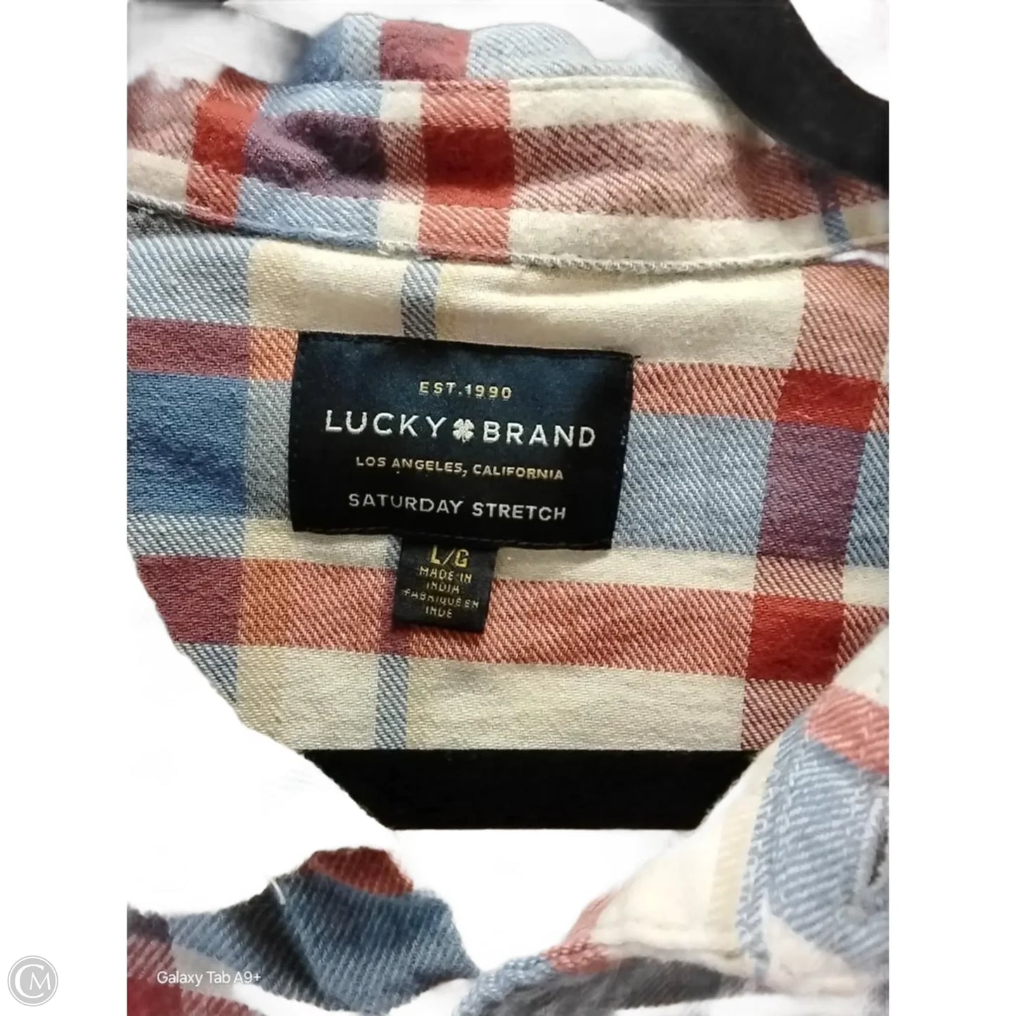 Top Long Sleeve By Lucky Brand In Plaid Pattern, Size: L