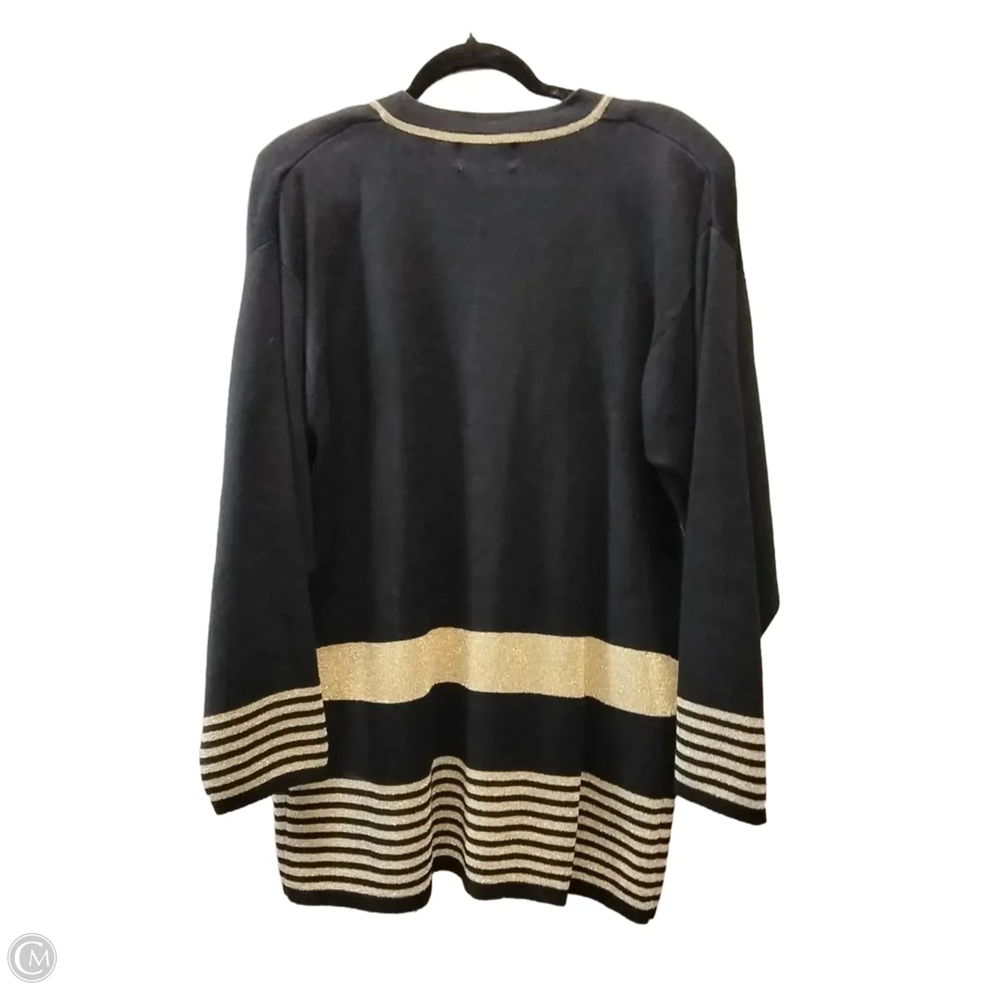 Cardigan By Clothes Mentor In Black & Gold, Size: L