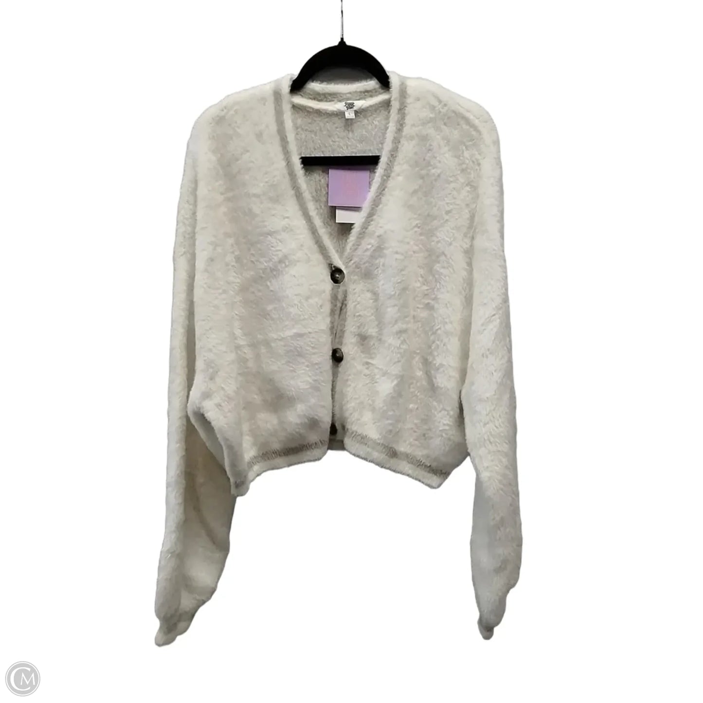 Cardigan By Clothes Mentor In Cream, Size: L