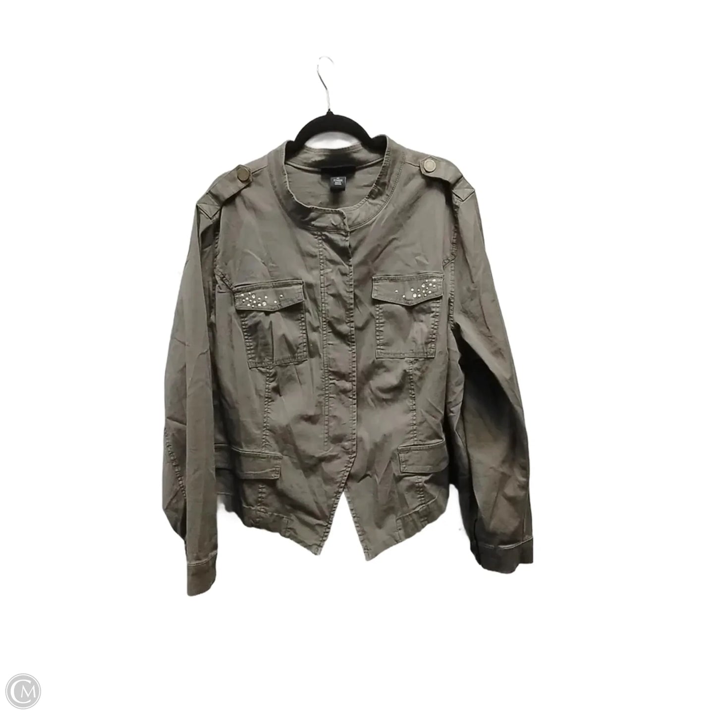 Jacket Shirt By Lane Bryant In Green, Size: 24