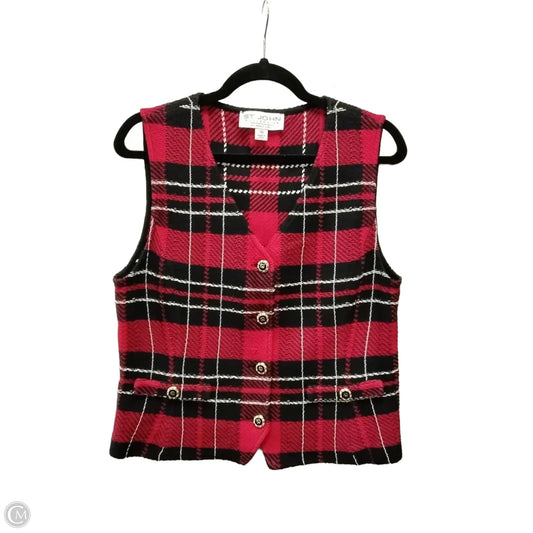Vest Luxury Designer By St John Collection In Plaid Pattern, Size: 10