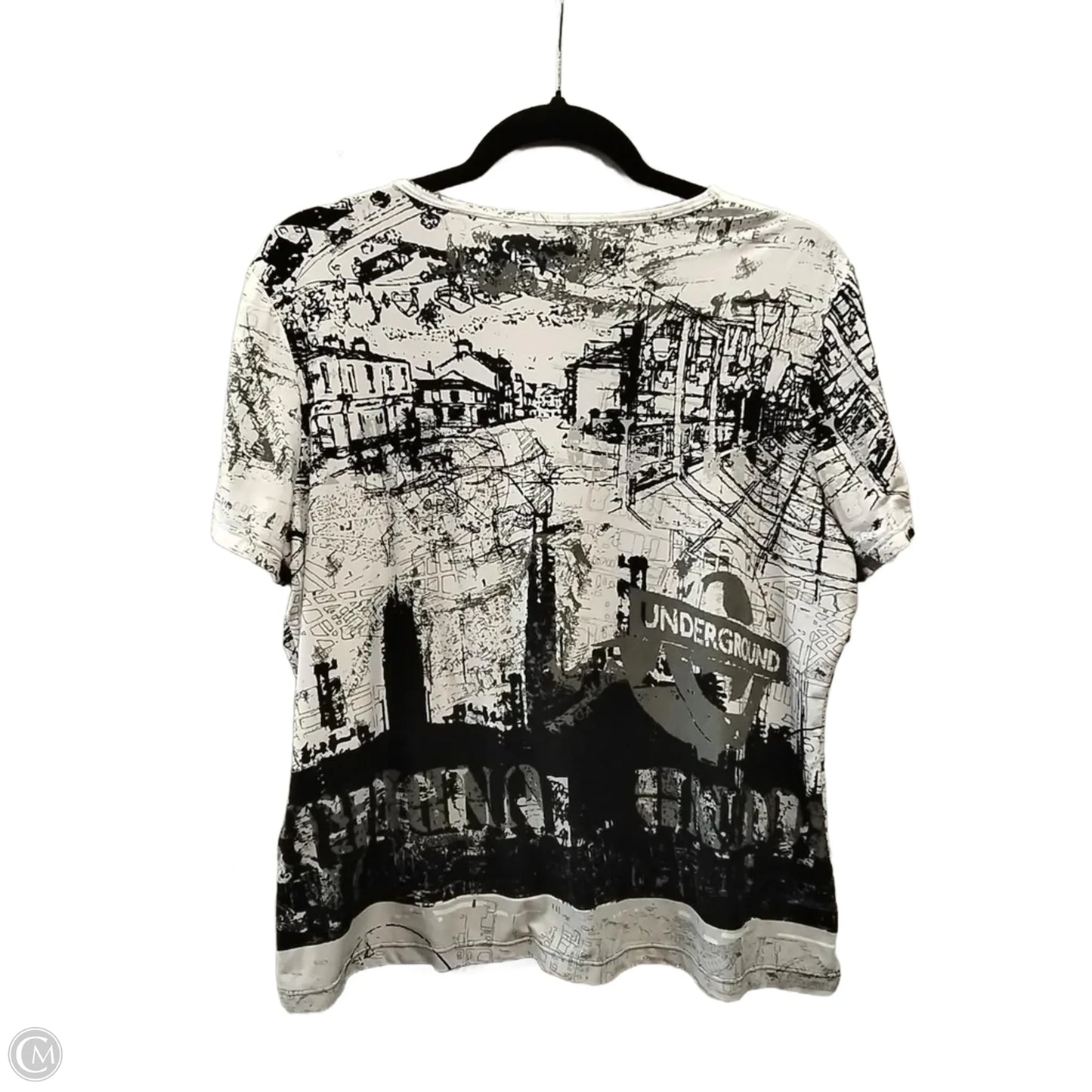 Top Short Sleeve By Clothes Mentor In Black & Cream, Size: 14