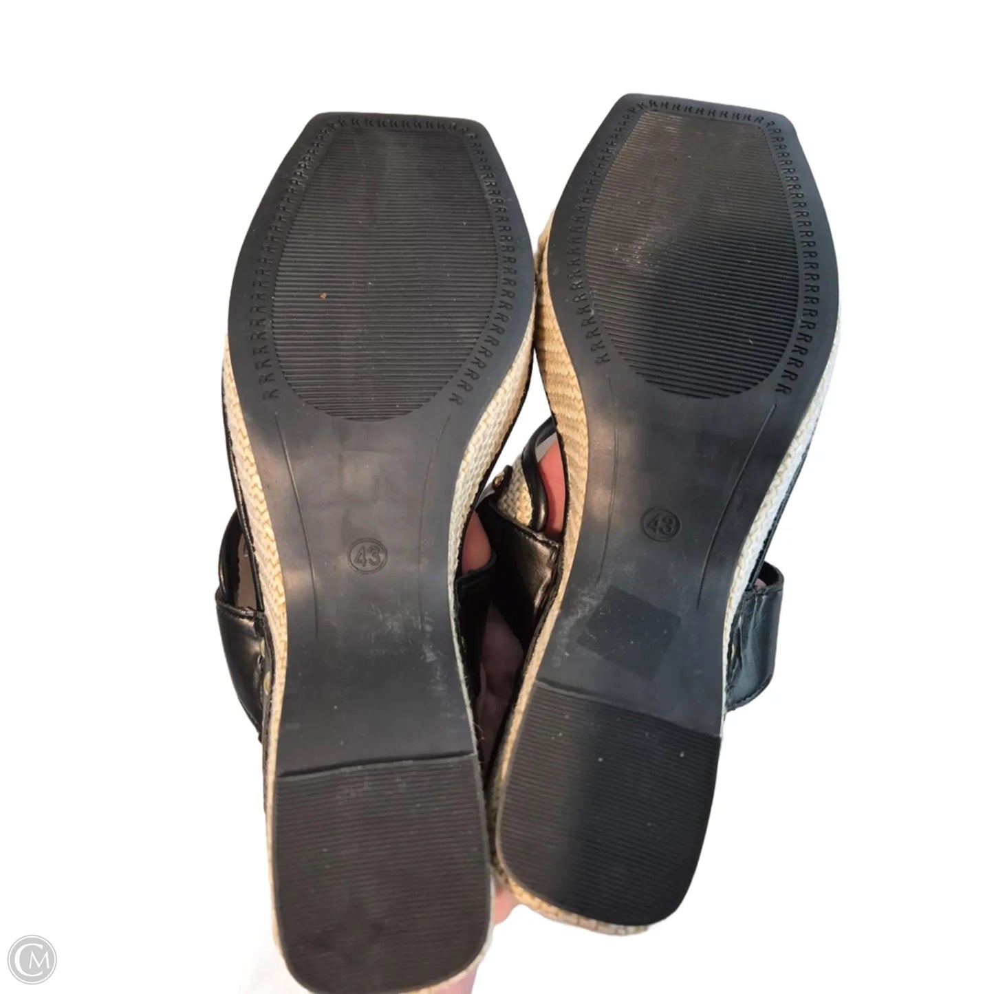 Sandals Heels Block By Clothes Mentor In Black & Cream, Size: 11