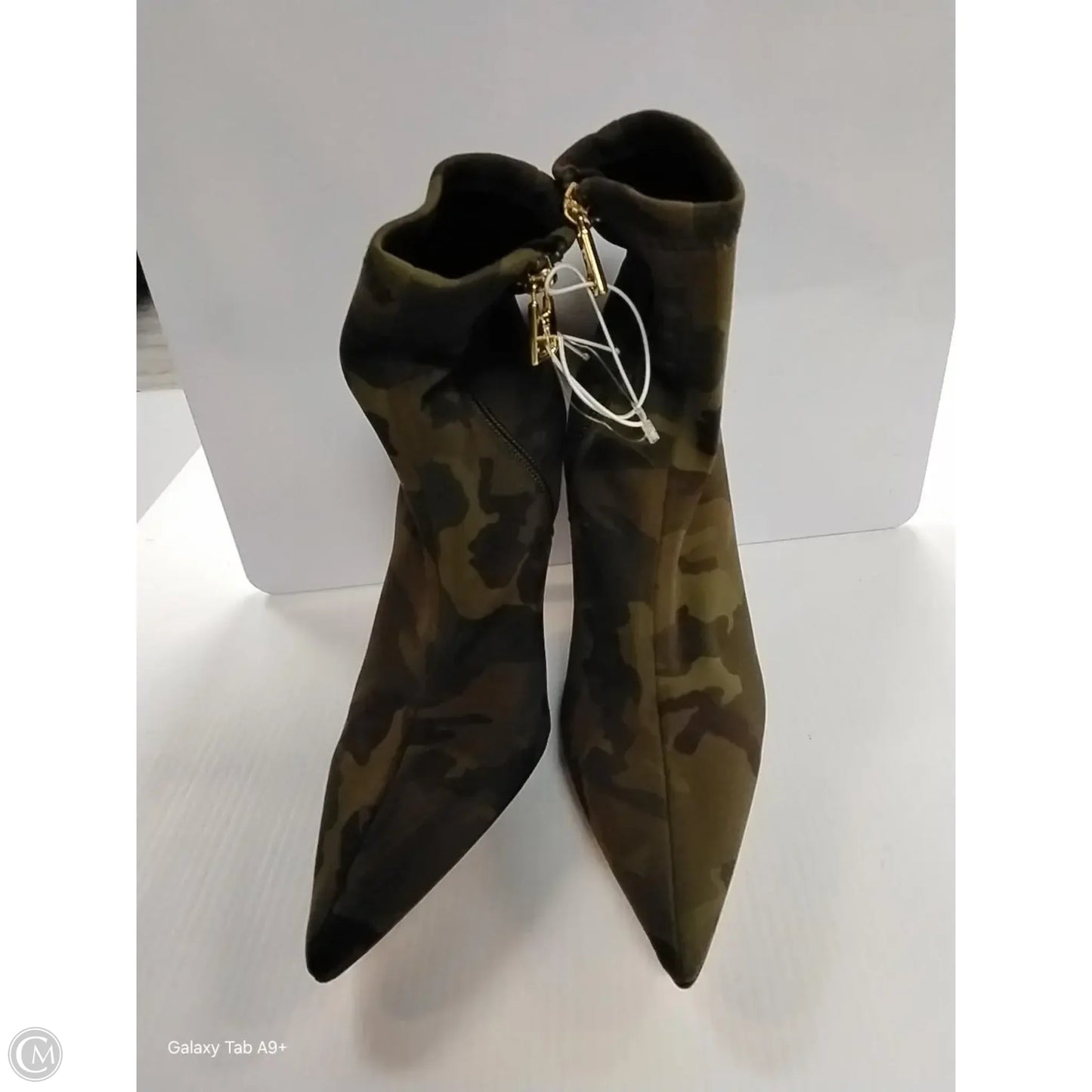 Boots Ankle Heels By Good American In Camouflage Print, Size: 5.5