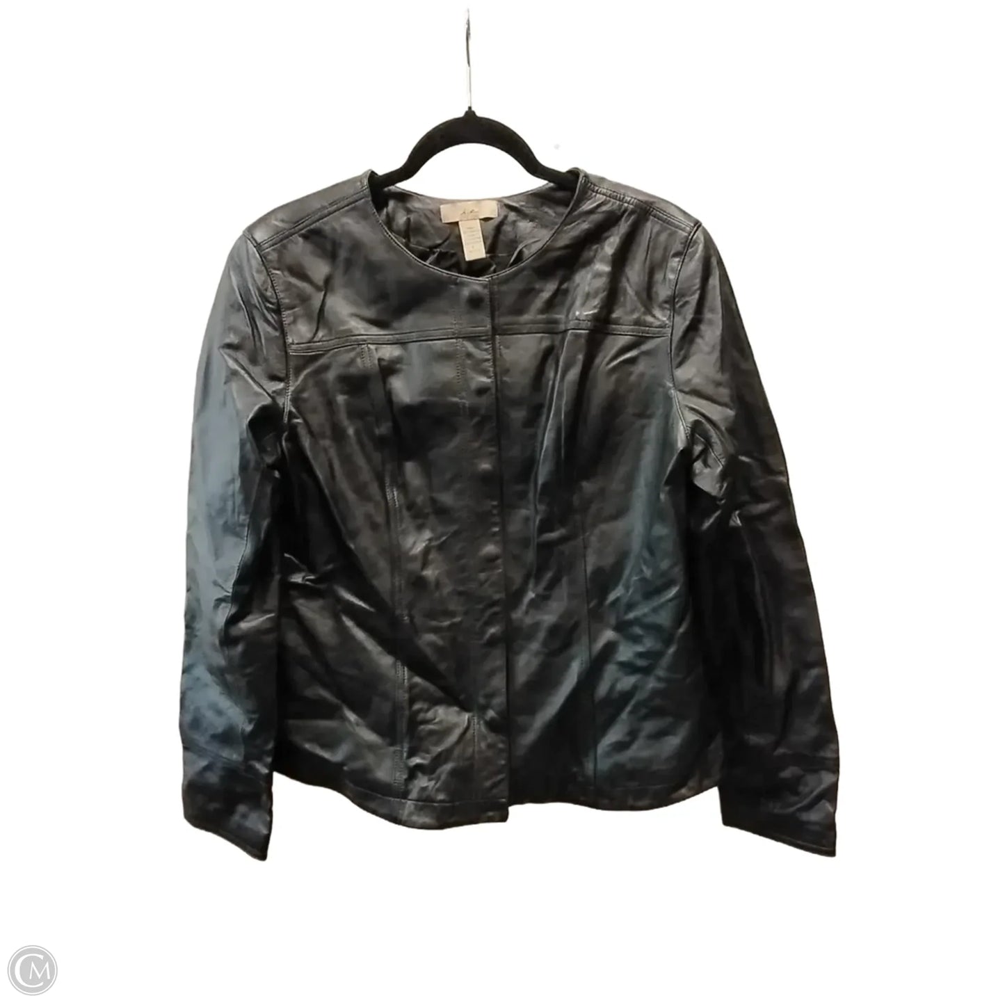 Jacket Leather By Clothes Mentor In Black, Size: L