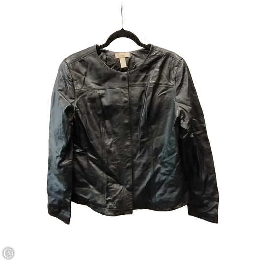 Jacket Leather By Clothes Mentor In Black, Size: L