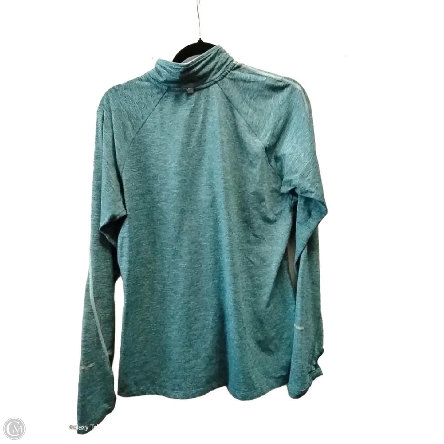Athletic Top Long Sleeve Collar By Nike Apparel In Green & White, Size: L