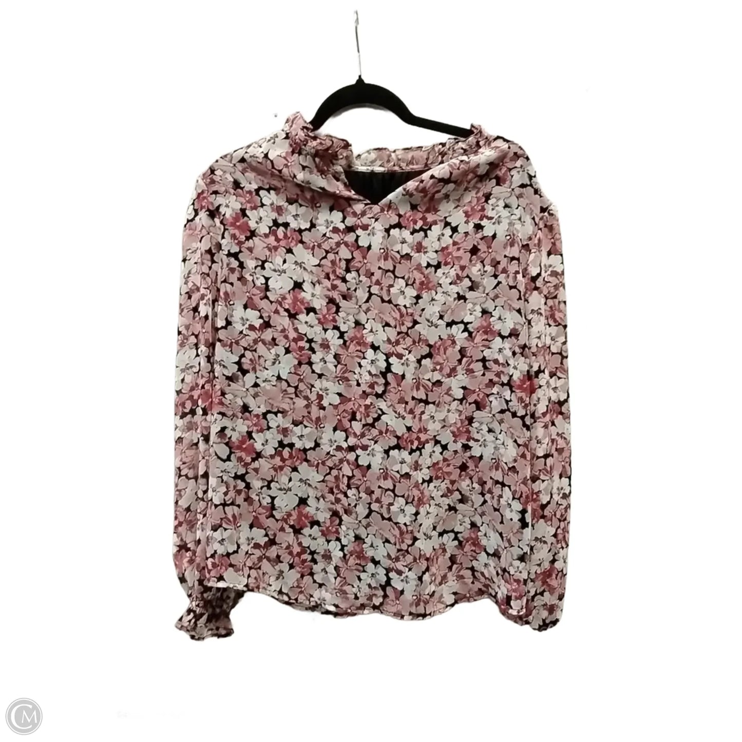 Blouse Long Sleeve By Anne Klein In Floral Print, Size: L