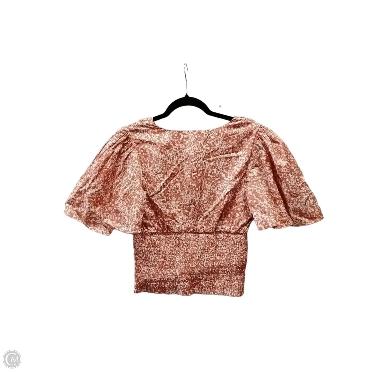 Top Short Sleeve By Abercrombie And Fitch In Orange & White, Size: S