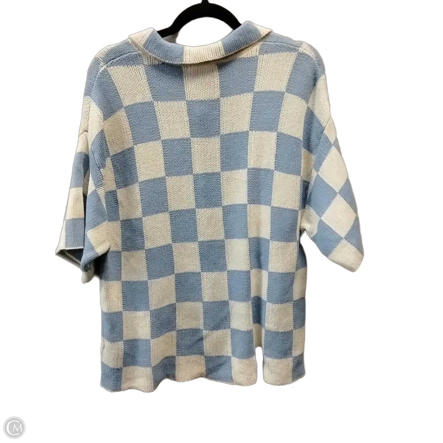 Sweater Short Sleeve By Gilli In Checkered Pattern, Size: L