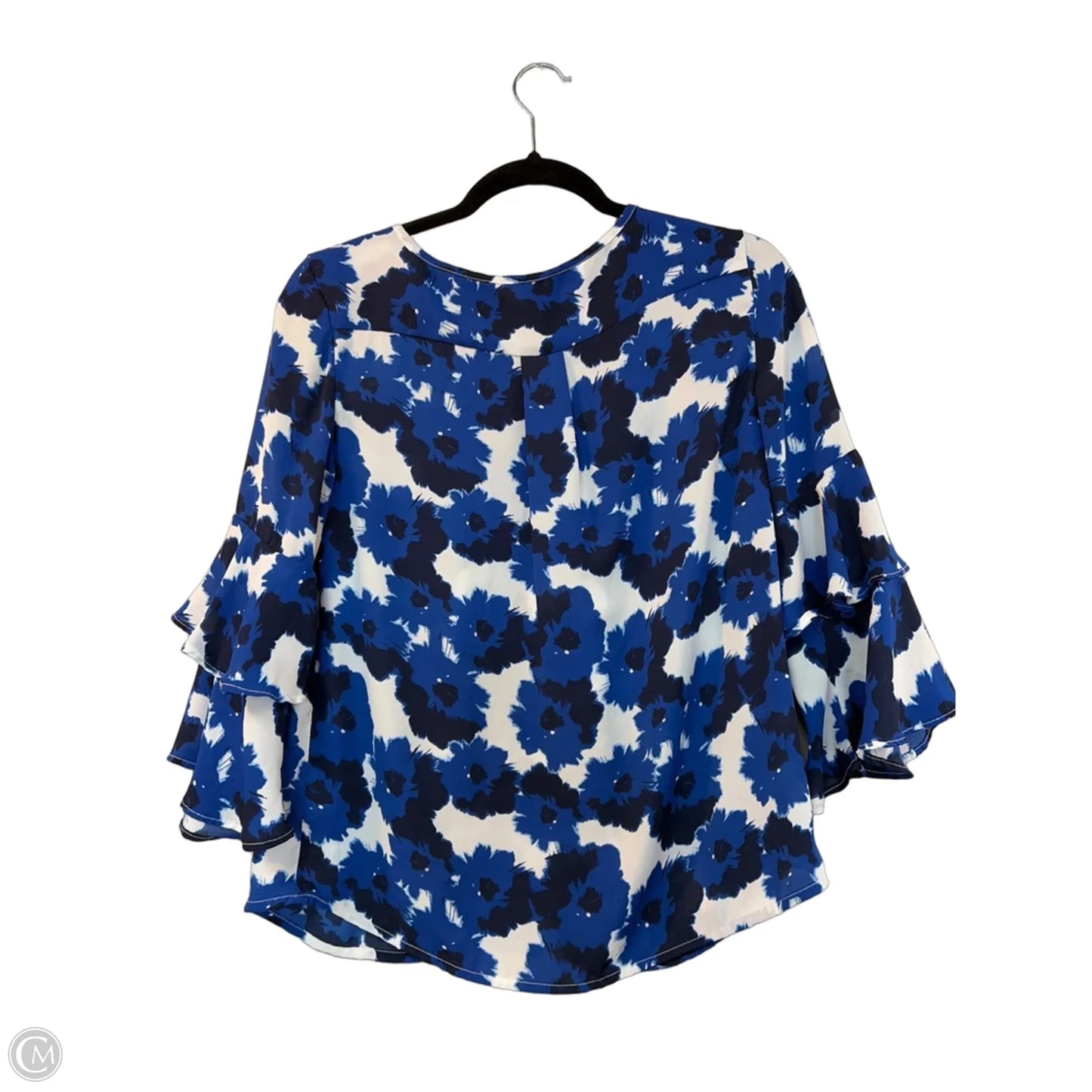 Blouse Long Sleeve By Banana Republic In Blue & White, Size: S