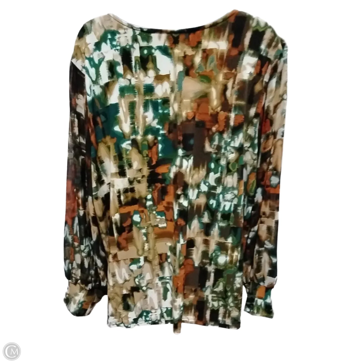 Blouse Long Sleeve By Calvin Klein In Multi-colored, Size: 1x