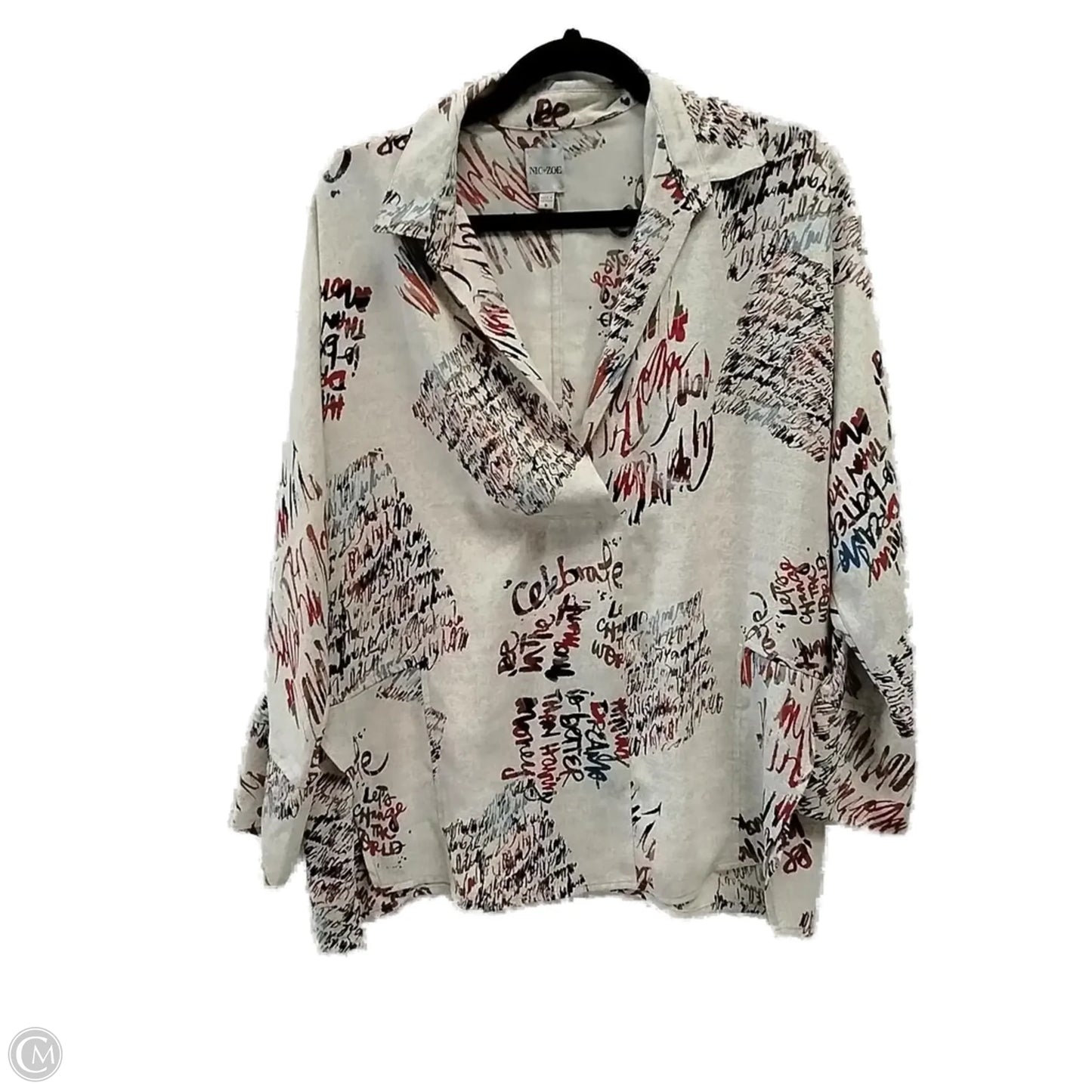 Blouse Long Sleeve By Nic + Zoe In Multi-colored, Size: S