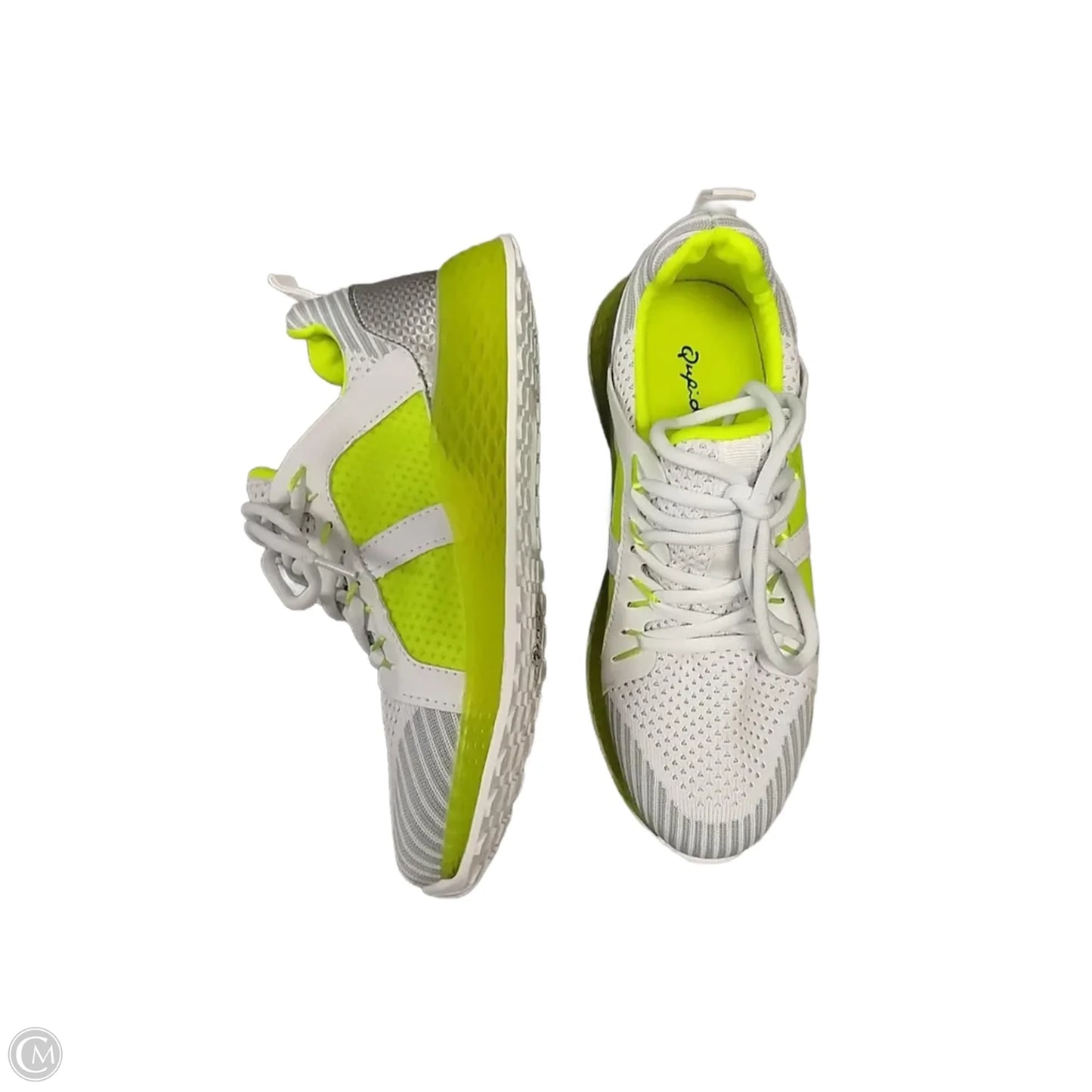 Shoes Athletic By Qupid In White & Yellow, Size: 6