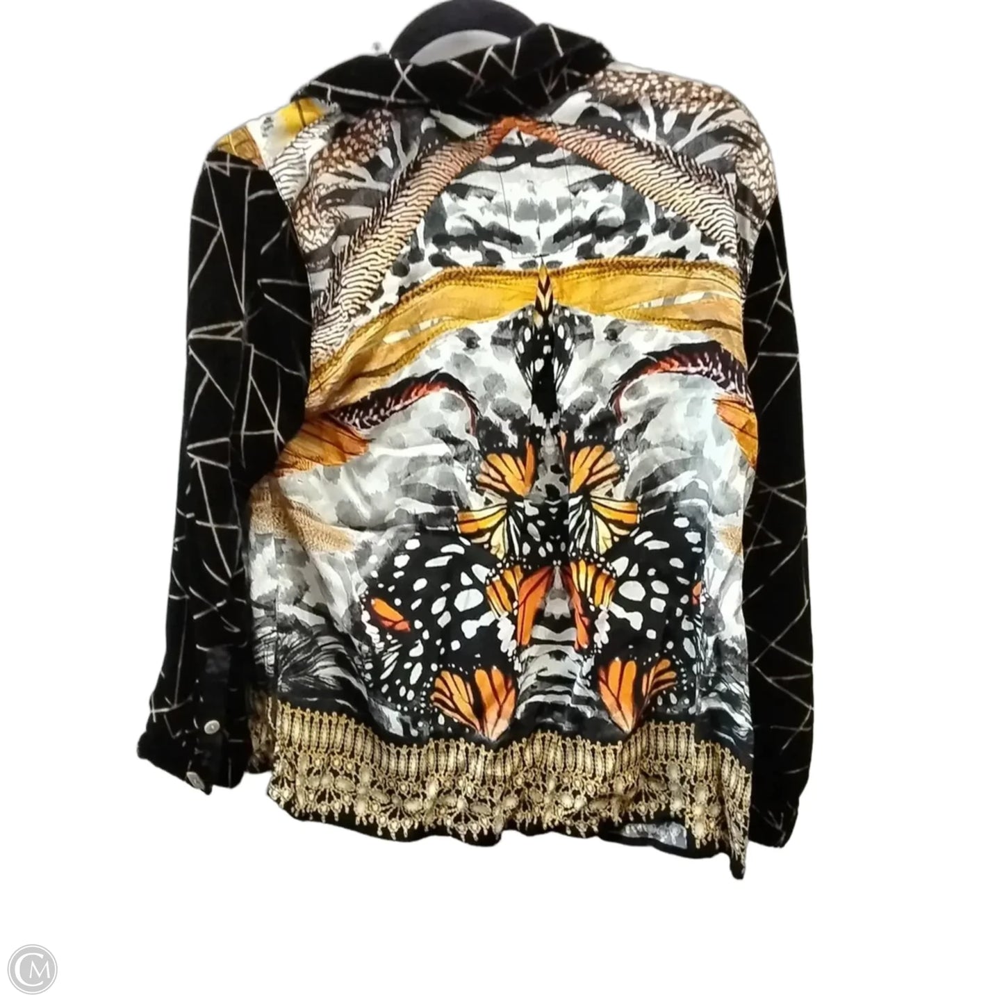 Top Long Sleeve By John Mark In Black & Gold, Size: Mp