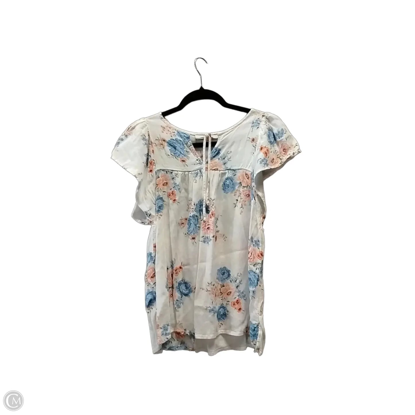 Blouse Short Sleeve By Loft In Floral Print, Size: L