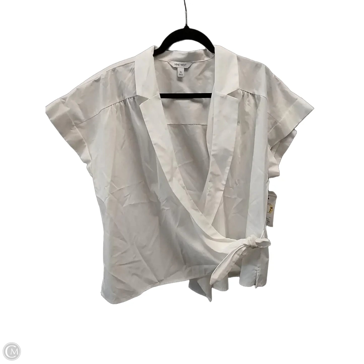 Blouse Short Sleeve By Nine West In White, Size: Xl