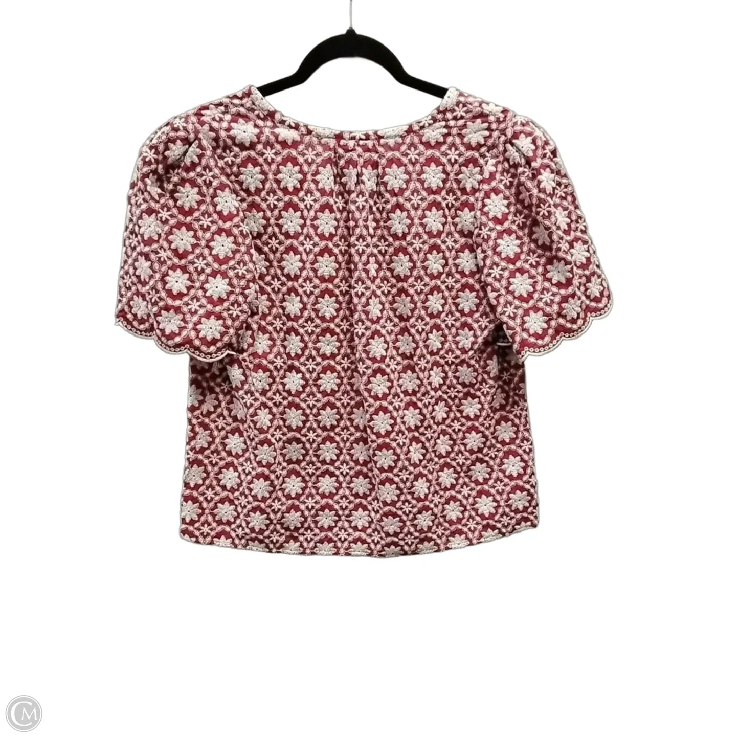 Blouse Short Sleeve By Loft In Red & White, Size: S