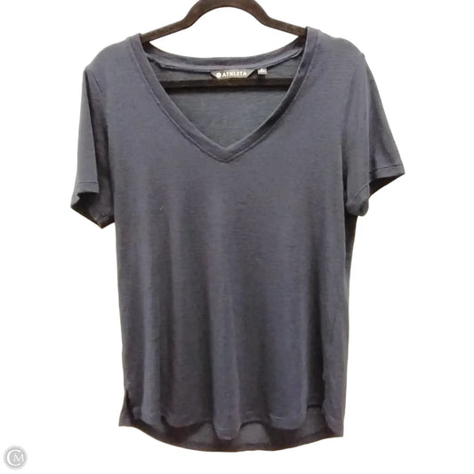 Top Short Sleeve By Athleta In Navy, Size: M