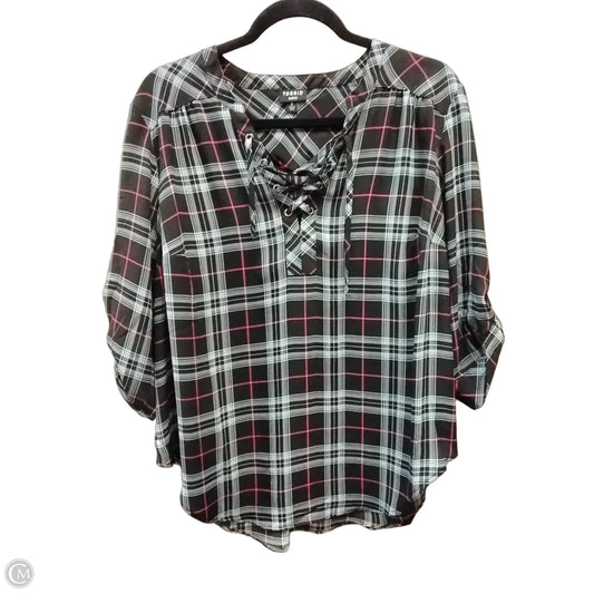 Blouse 3/4 Sleeve By Torrid In Checkered Pattern, Size: L