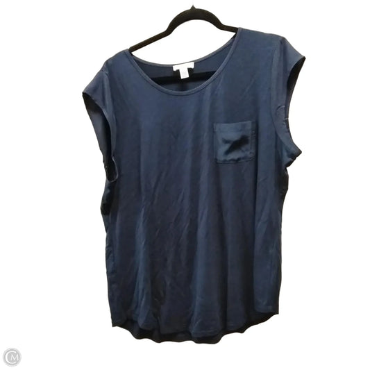 Top Short Sleeve By Calvin Klein In Navy, Size: Xl