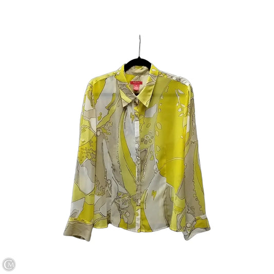 Blouse Long Sleeve By Clothes Mentor In Yellow, Size: Xxl