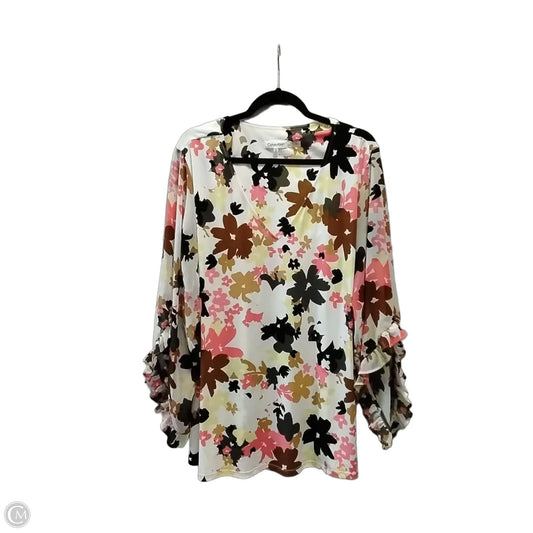 Blouse Long Sleeve By Calvin Klein In Floral Print, Size: 3x