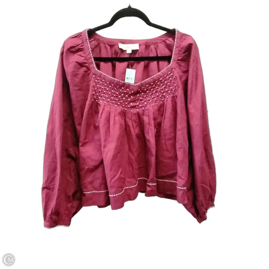 Blouse Long Sleeve By Loft In Purple, Size: Xxl