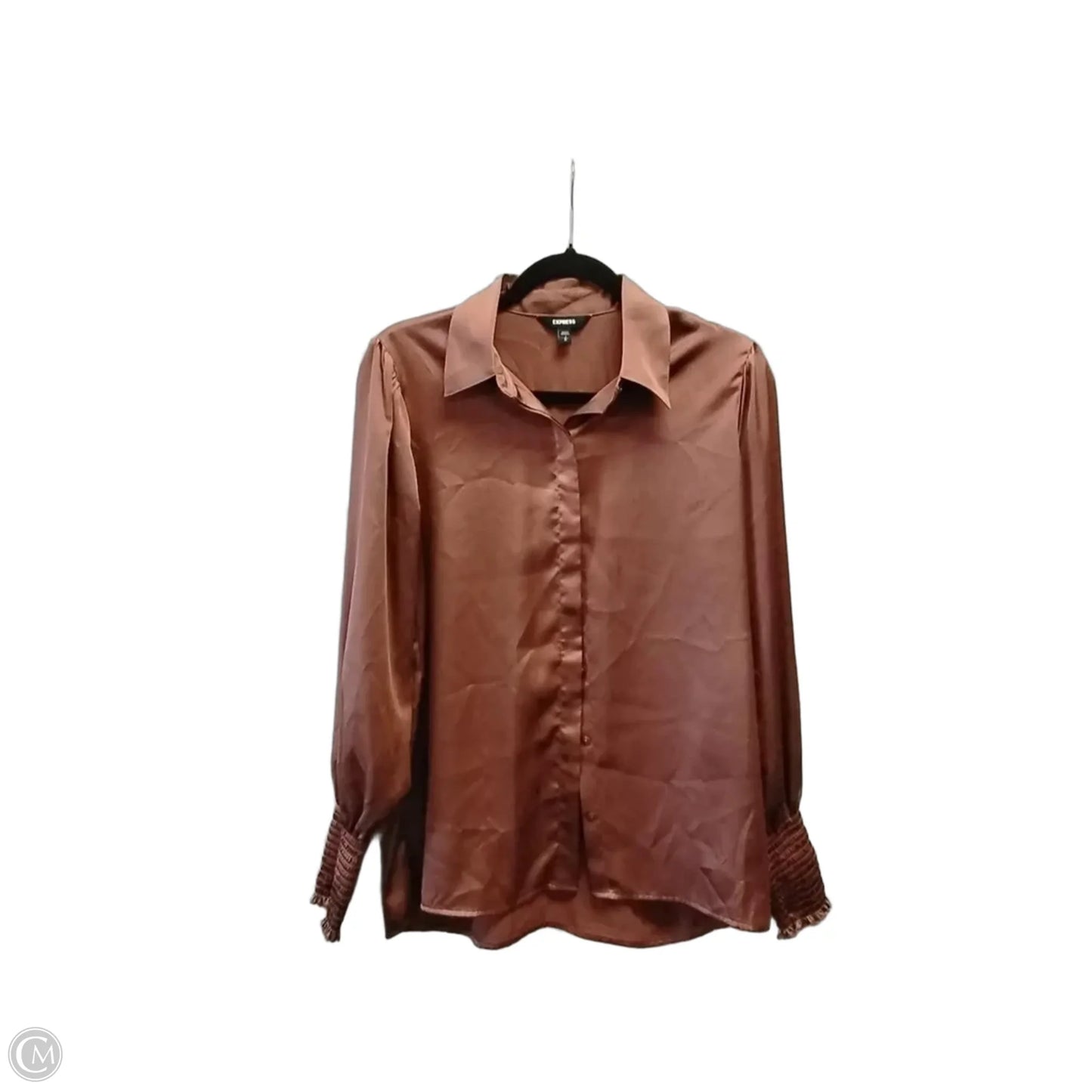 Blouse Long Sleeve By Express In Brown, Size: M