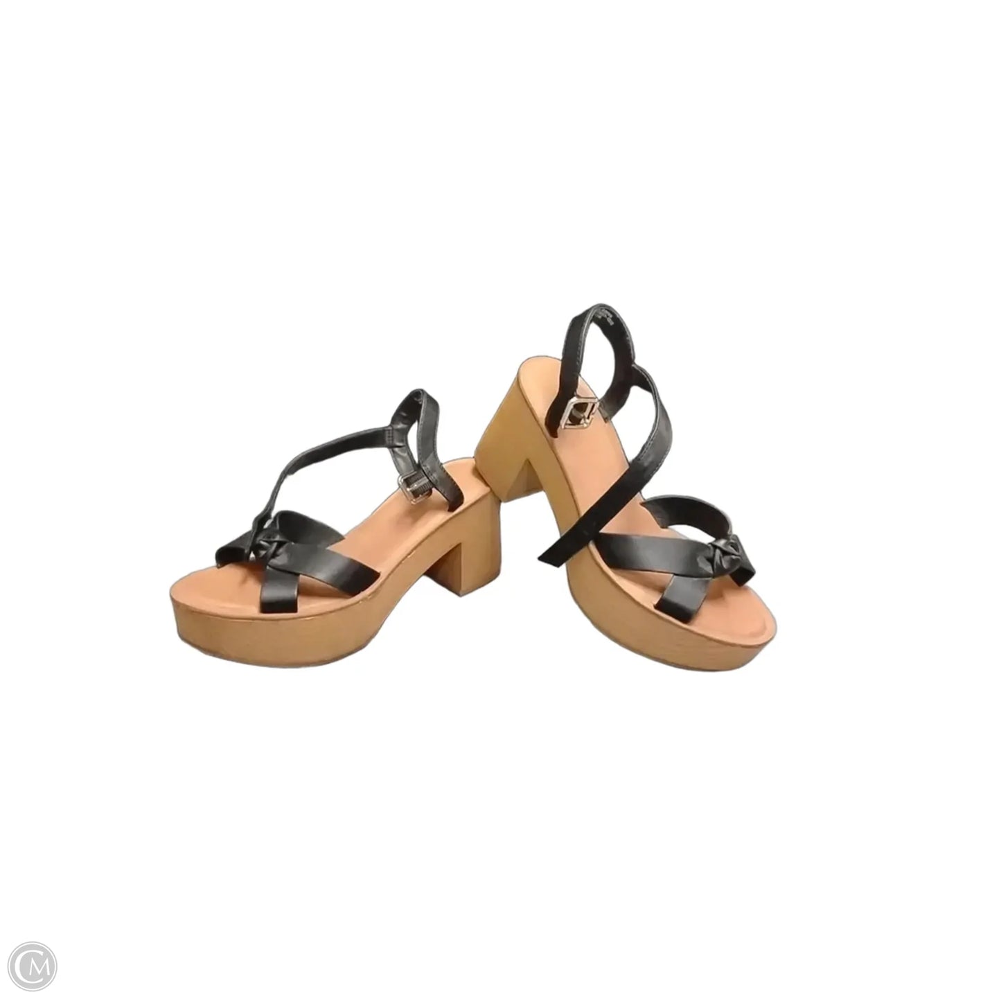 Sandals Heels Block By Universal Thread In Black & Brown, Size: 9