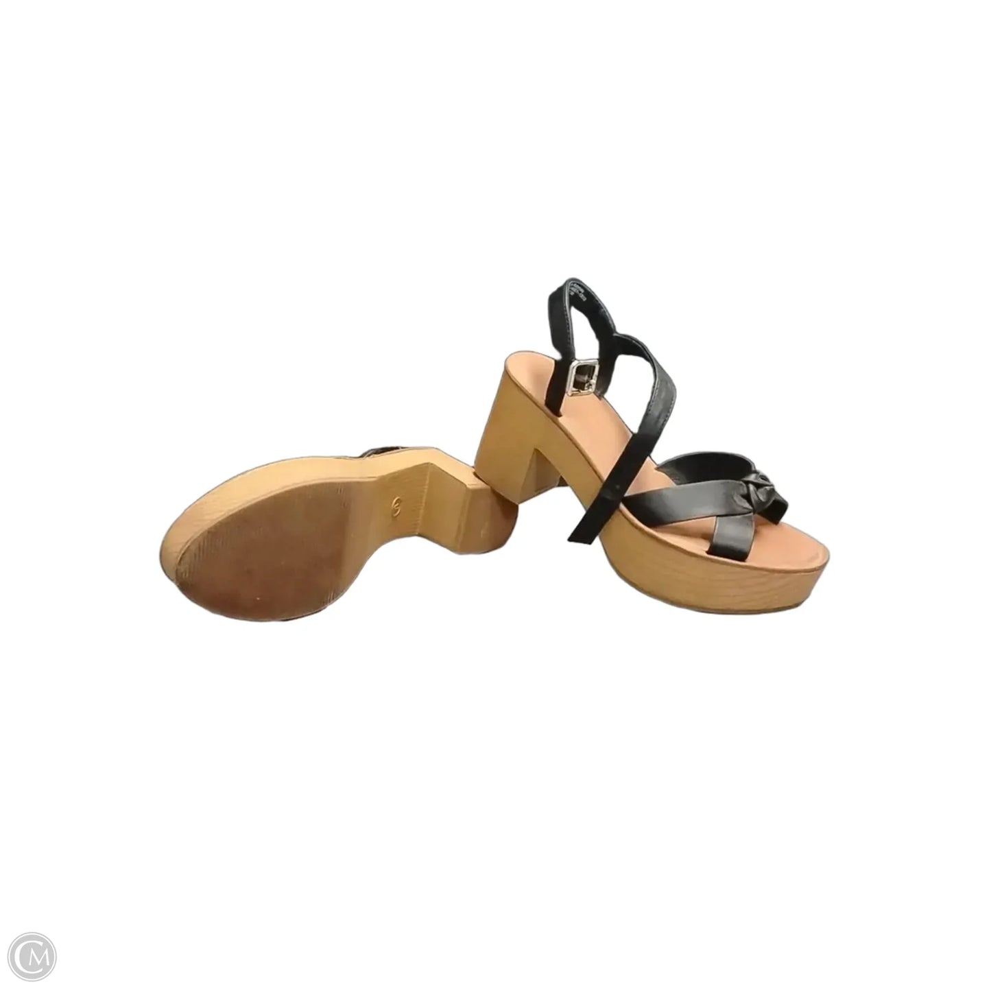 Sandals Heels Block By Universal Thread In Black & Brown, Size: 9