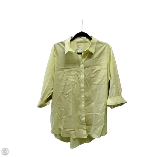 Blouse 3/4 Sleeve By Chicos In Yellow, Size: Xl