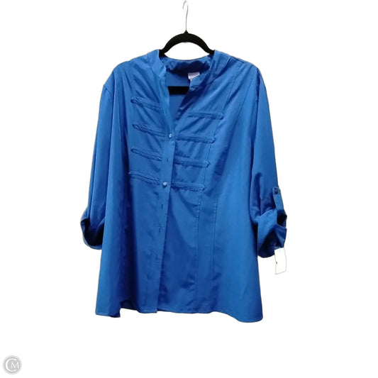 Blouse Long Sleeve By Laura Scott In Blue, Size: 2x