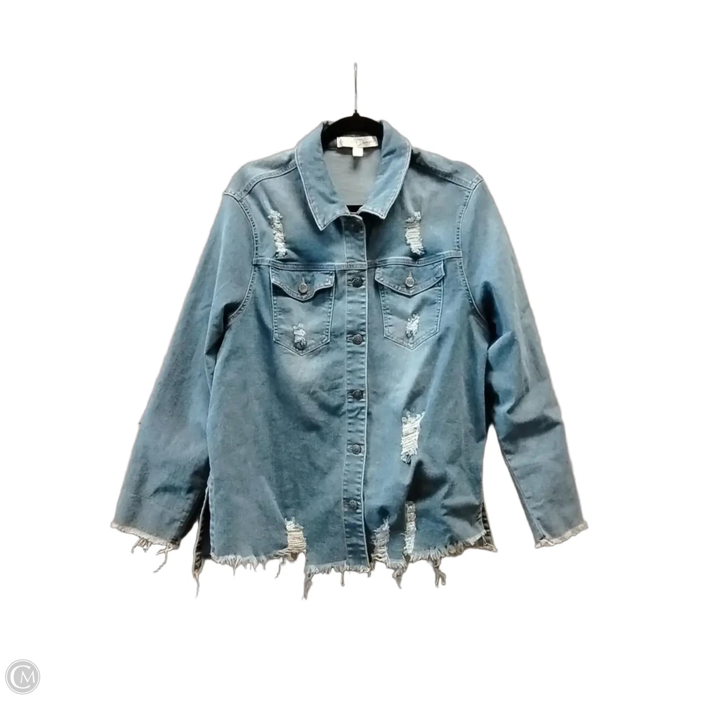 Jacket Denim By Cato In Blue, Size: Xl