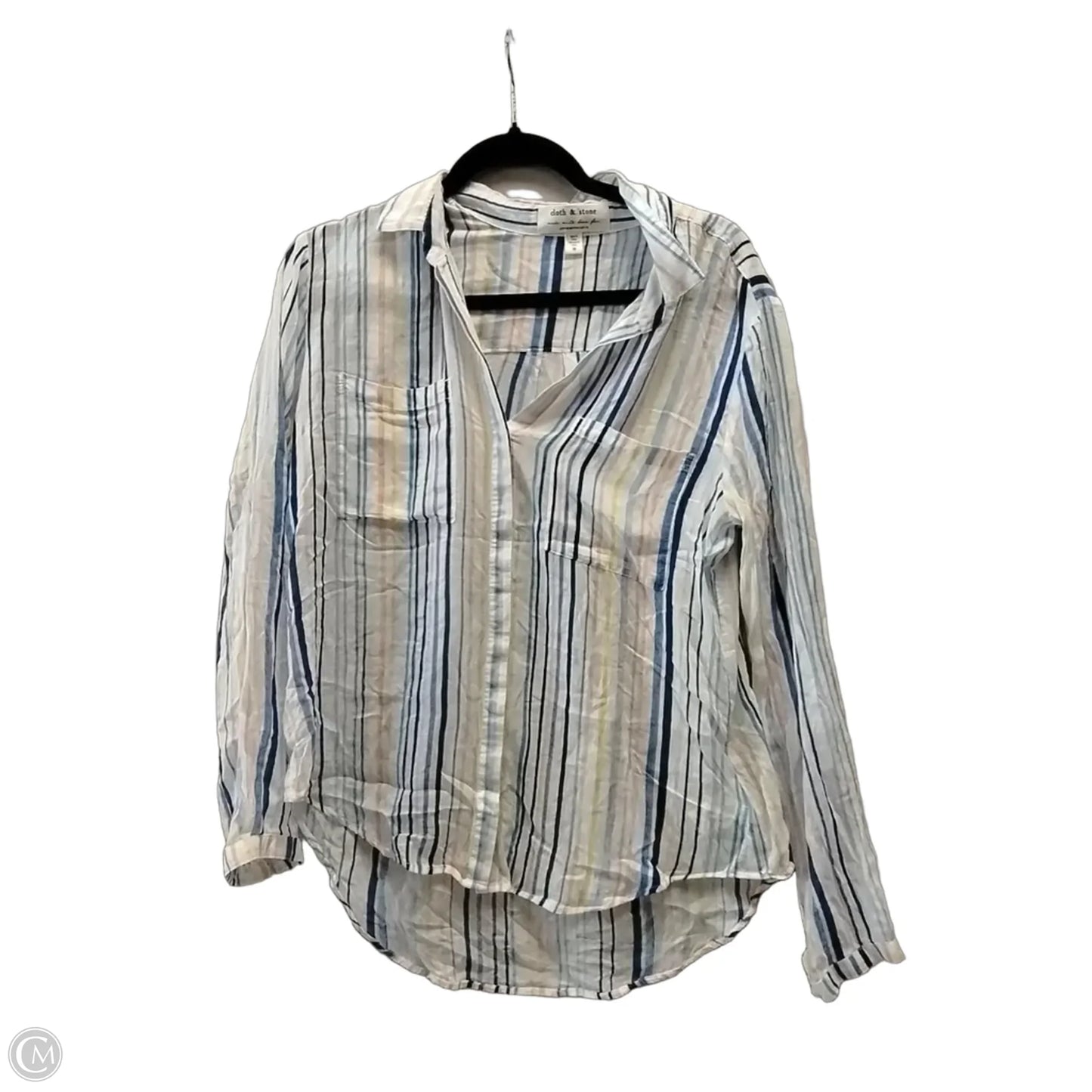 Blouse Long Sleeve By Cloth & Stone In Striped Pattern, Size: M