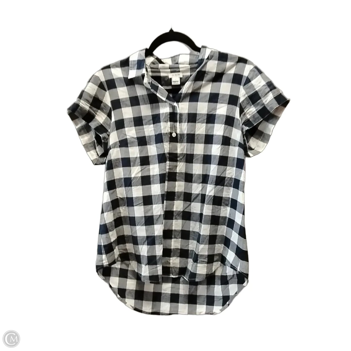 Blouse Short Sleeve By J. Crew In Checkered Pattern, Size: M