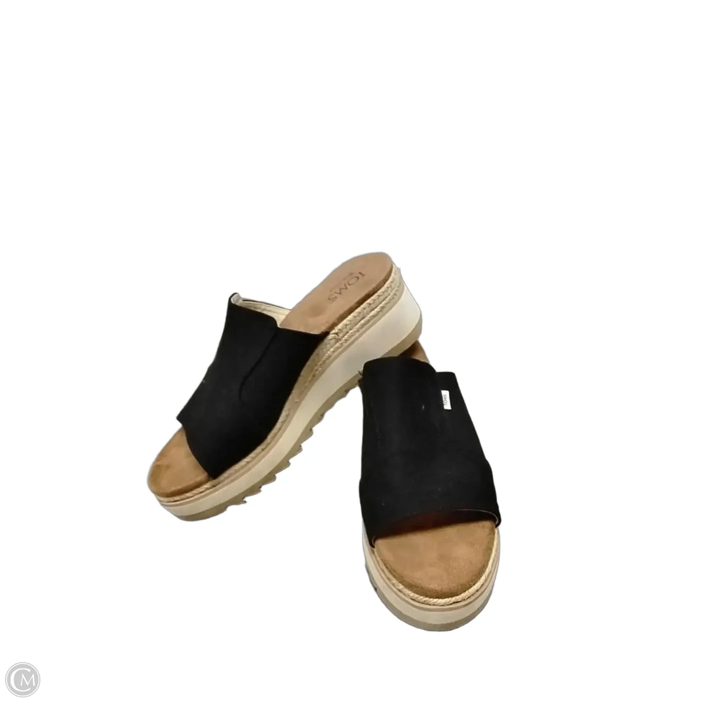 Sandals Heels Wedge By Toms In Black & Cream, Size: 9