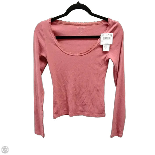 Top Long Sleeve By American Eagle In Pink, Size: S