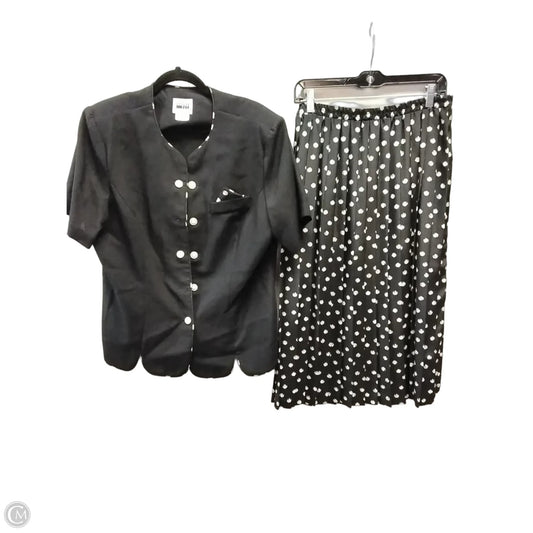 Skort 2pc Set By Leslie Fay In Black & Cream, Size: 18