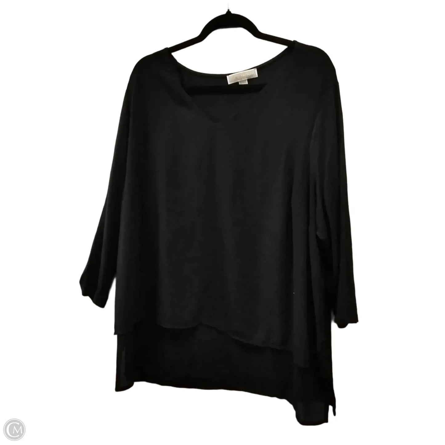 Blouse Long Sleeve By Michael By Michael Kors In Black, Size: 2x