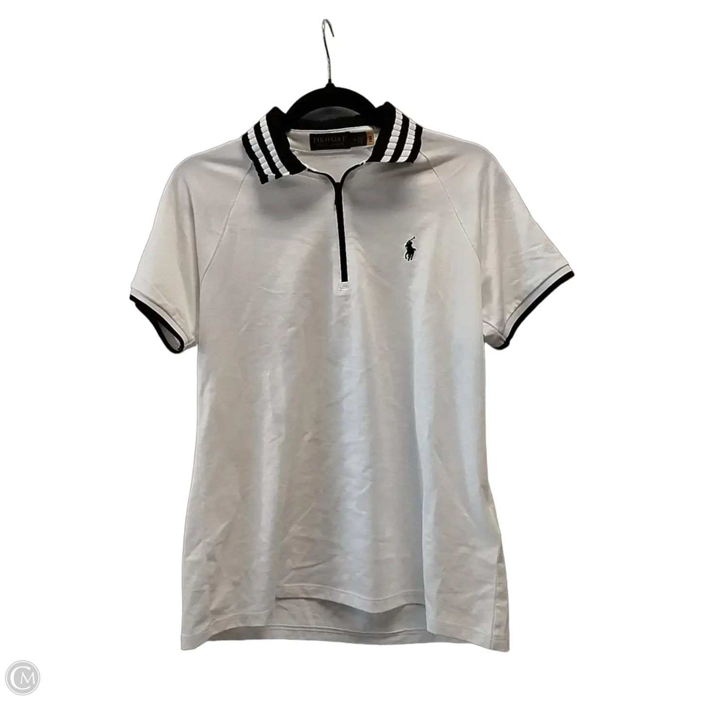Athletic Top Short Sleeve By Polo Ralph Lauren In Black & White, Size: M